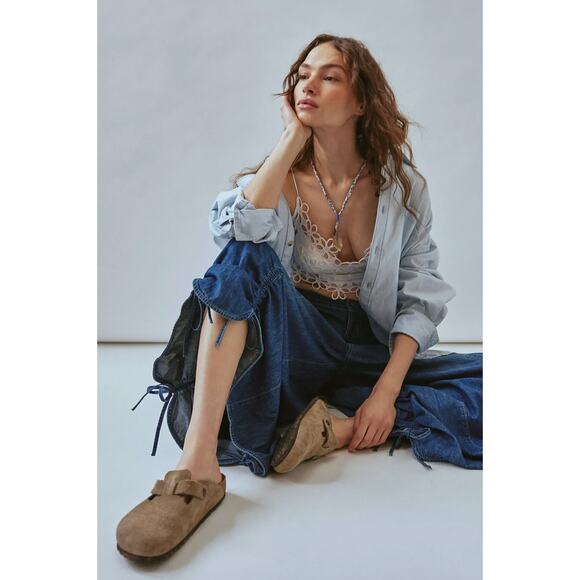 Birkenstock Boston Soft Footbed Clogs in Taupe Suede - Picture 2 of 6